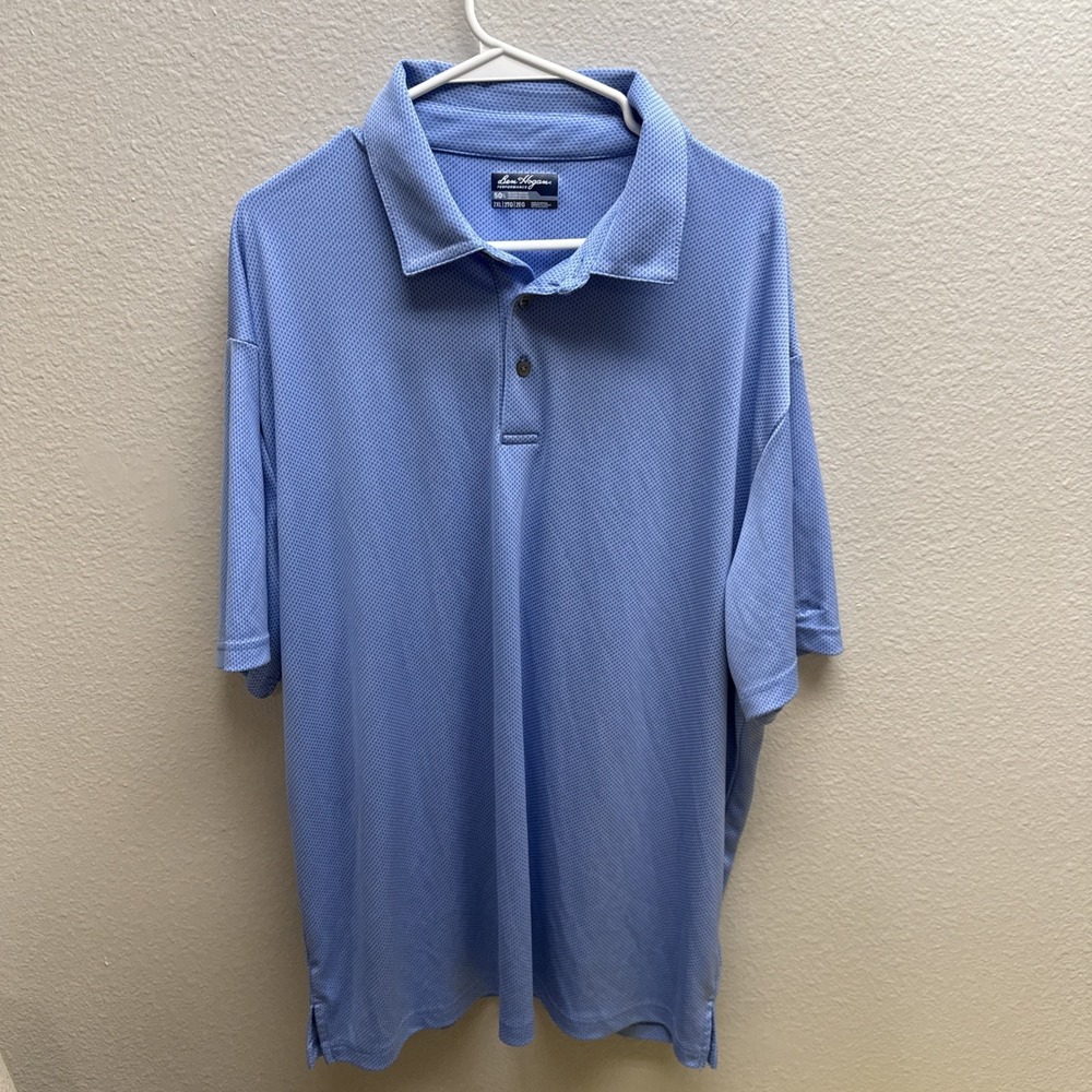 Ben Hogan Performance Polo Shirt Mens 2XL XXL Blue Printed Short Sleeve